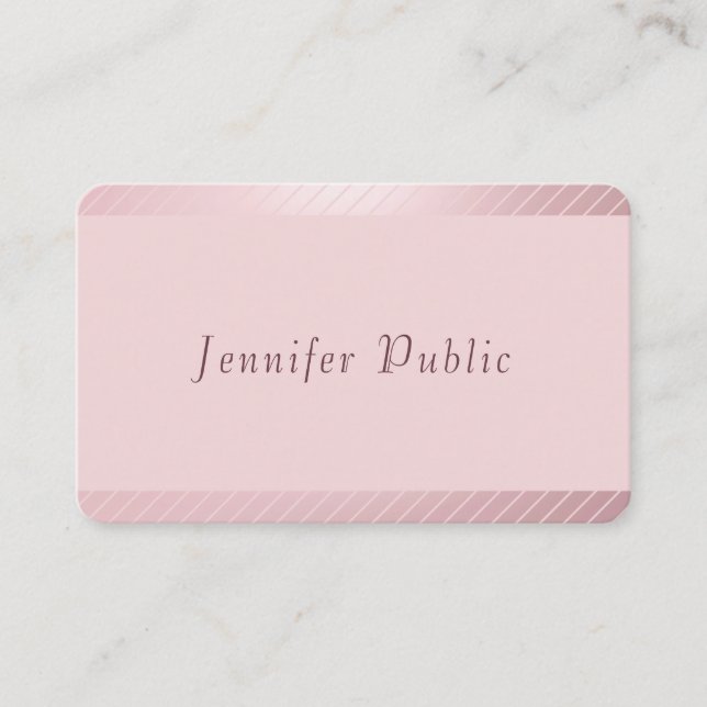 Custom Rose Gold Elegant Modern Trendy Simple Business Card (Front)