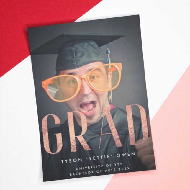 Custom Rose Gold Foil Nick Name GRAD Photo Announcement (Creator Uploaded)