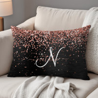 Custom Rose Gold Glitter Black Sparkle Monogram
