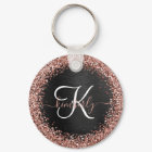 Custom Rose Gold Glitter Black Sparkle Monogram