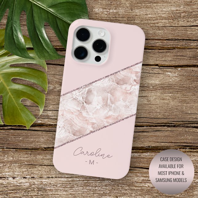 Custom Rose Gold Glitter Blush Pink Marble Pattern Case-Mate iPhone Case (Creator Uploaded)