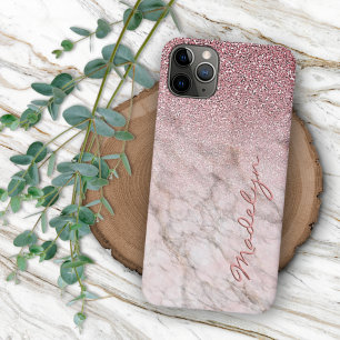 Custom Rose Gold Glitter Blush Pink Marble Pattern Case-Mate iPhone Case