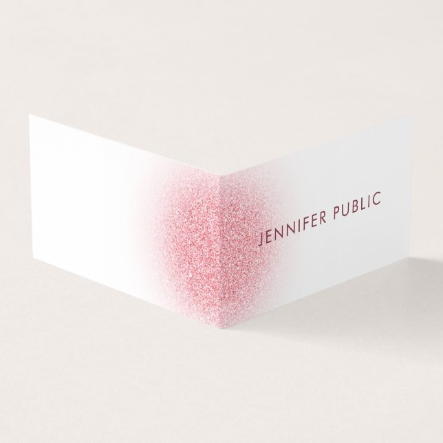 Custom Rose Gold Glitter Look Modern Elegant Business Card (Outside)