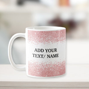 Custom Rose Gold Glitter -Personalised Name Coffee Mug