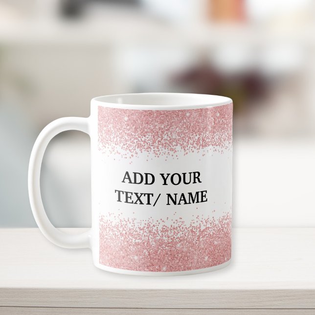 Custom Rose Gold Glitter -Personalised Name  Coffee Mug (Creator Uploaded)