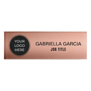 Custom Rose Gold Logo Employee Name Tag
