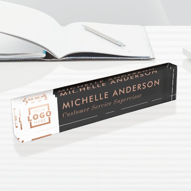 Custom Rose Gold Modern Minimalist Business Logo Nameplate (Creator Uploaded)