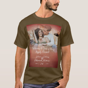 Custom Rose Gold Overlay Photo Anniversary T-Shirt