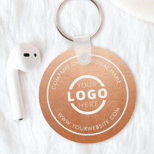 Custom Rose Gold Promotional Business Logo Branded Key Ring