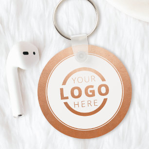 Custom Rose Gold Promotional Business Logo Branded Key Ring