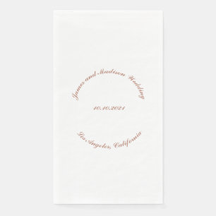 Custom rose gold script curved Name date wedding Napkin