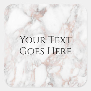 Custom Rose Gold White Marble Trendy Template Square Sticker