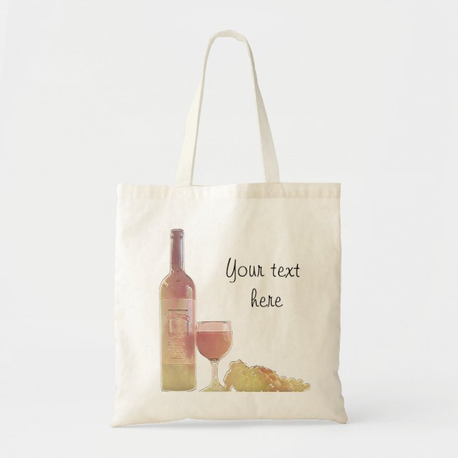 Custom Rose Wine with Grapes Tote Bag (Front)