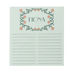 CUSTOM Rose Wreath Grocery Shopping To-Do List Notepad