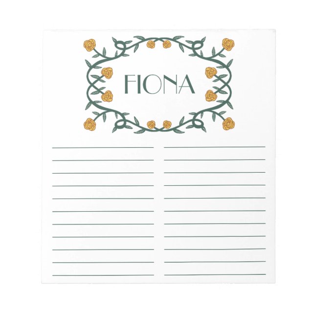 CUSTOM Rose Wreath Grocery Shopping To-Do List Notepad (Front)