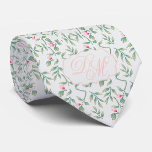 Custom Rosebud & Greenery Wedding Tie