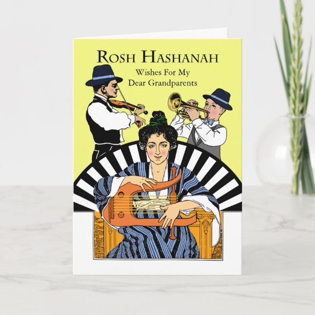 Custom Rosh Hashanah for Grandparents, Klezmer Holiday Card (Front)