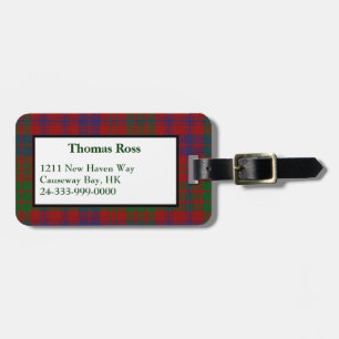 Custom Ross Tartan Plaid Luggage Tag