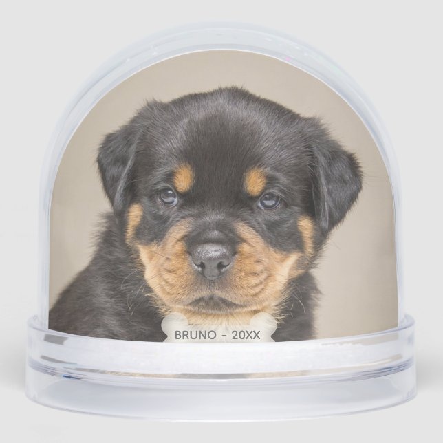 Custom Rottweiler Puppy Dog Photo Snowglobe (Front)