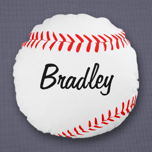 Custom Round Baseball Throw Pillow