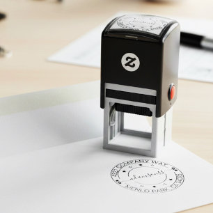 Custom Round Business Return Address & Name Seal  Self-inking Stamp