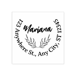 Custom Round Floral Address Stamp