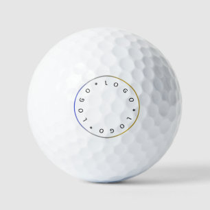Custom Round Logo with Blue Silver Golden Frame Golf Balls