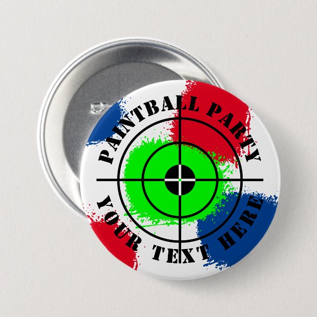 Custom round paintball Birthday party buttons (Front & Back)