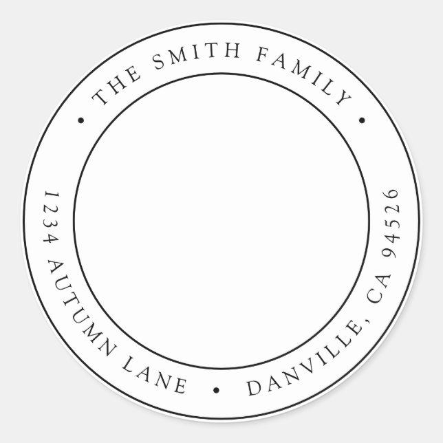 Custom Round Photo Return Address Label (Front)