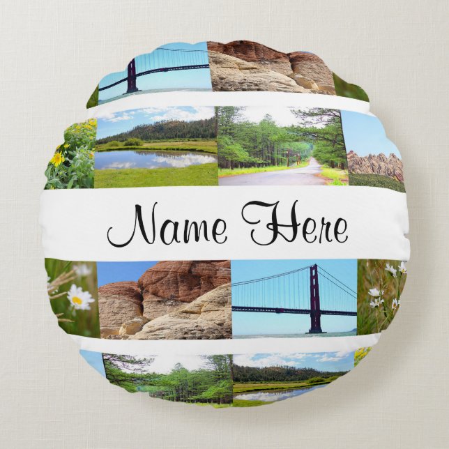 Custom Round Pillow (Add your own photo/text) (Front)
