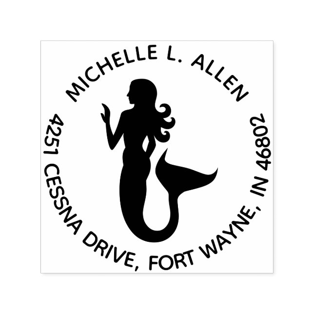 Custom Round Return Address Mermaid Stamp (Design)