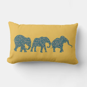 Custom Row of Paisley Elephants Lumbar Pillow