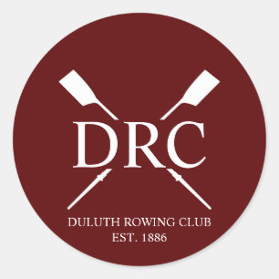 Custom Rowing Club Monogram Classic Round Sticker