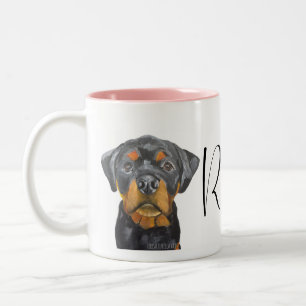 Custom Roxy Rottweiler Dog Two-Tone Coffee Mug