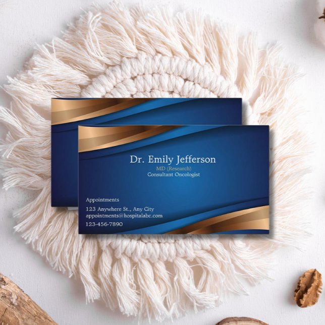 Custom Royal Blue Gold Modern Trendy Professional Business Card (Creator Uploaded)