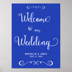 Custom Royal Blue Wedding Reception Sign Print