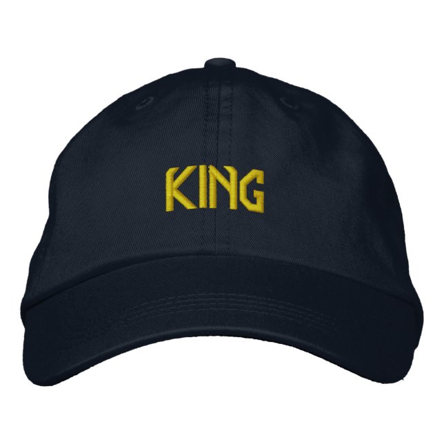 Custom Royal KING Text Navy Adjustable-Hat Elegant Embroidered Hat (Front)
