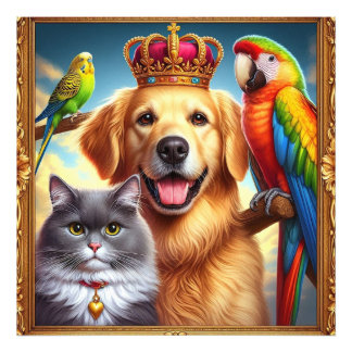 Custom Royal Pet Portrait Noble Digital Art Photo Print