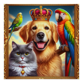 Custom Royal Pet Portrait Noble Digital Art Poster