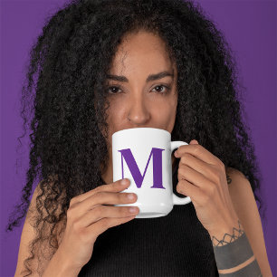 Custom Royal Purple Letter Personalised Initial Coffee Mug