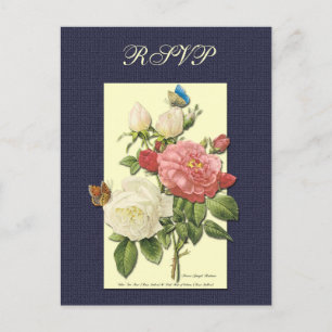 Custom RSVP Botanical Pink Yellow Roses Postcard