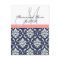 Custom RSVP Navy Damask Wedding Postcard