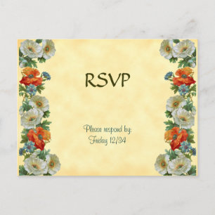 Custom RSVP Poppies Cornflowers Postcard