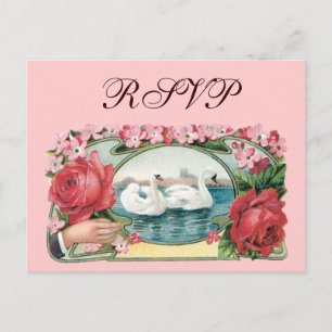 Custom RSVP Roses and Swans Postcard