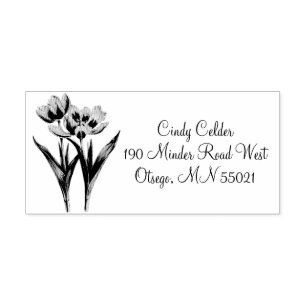 Custom Rubber Stamp With Tulip Flowers