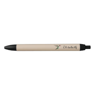 Custom Ruby-throated Hummingbird Black Ink Pen