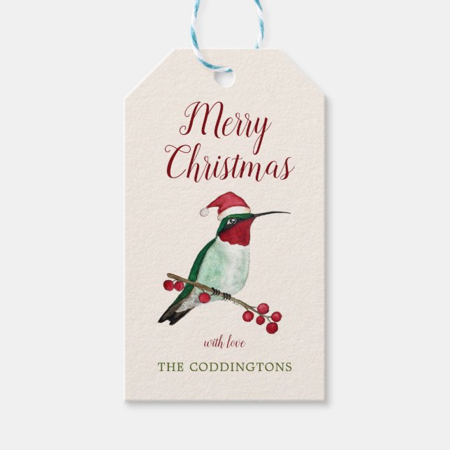 Custom Ruby-throated Hummingbird Gift Tags (Front)