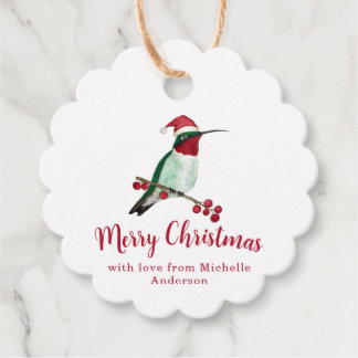 Custom Ruby-throated Hummingbird Merry Christmas Favour Tags