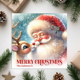 Custom Rudolph and Santa Christmas Puzzle for Kids