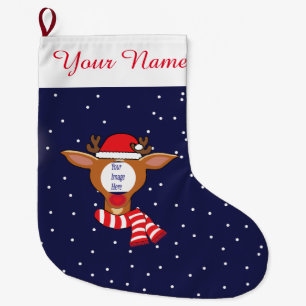 Custom Rudolph Picture Christmas Stocking